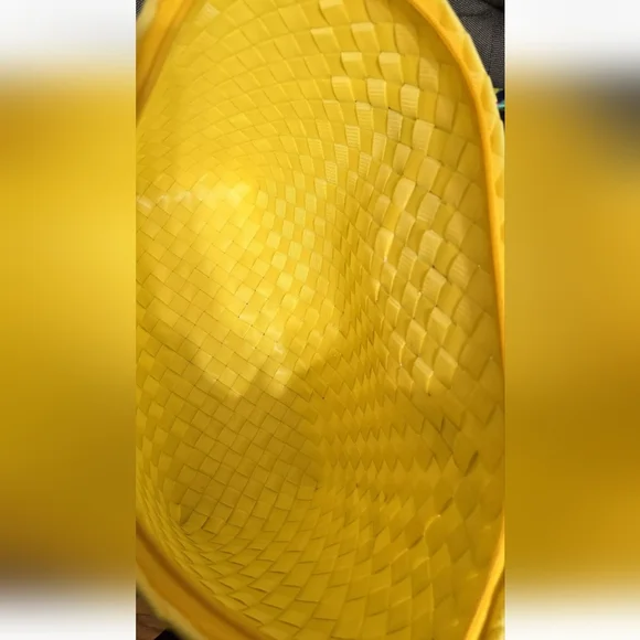 Gingham Basket Weave Handcrafted, Handpainted Silk-Wrapped Handle Tote Bag NWOT - Picture 14 of 14